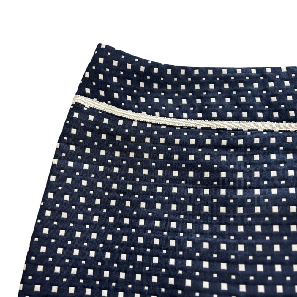 Max Studio Geo Print Mini Skirt 6 Navy White Business Office Professional Wear - Picture 2 of 7